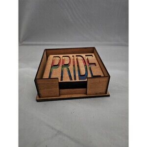Wooden and Resin PRIDE Coaster Set